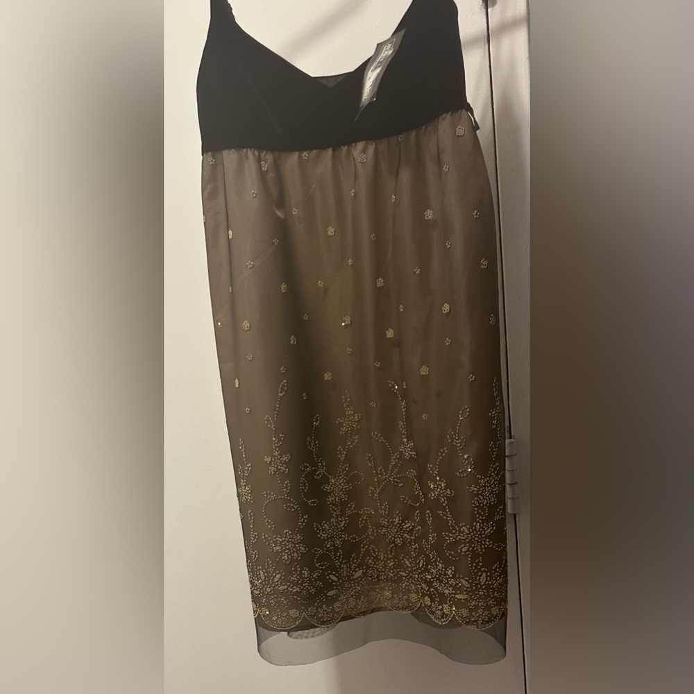 Black and Gold Embroidered Dress